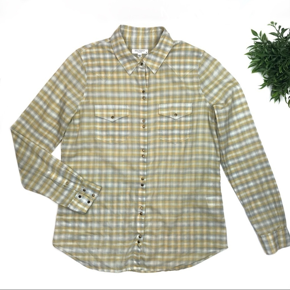 EQUIPMENT Femme Cotton Plaid Button Down Top M